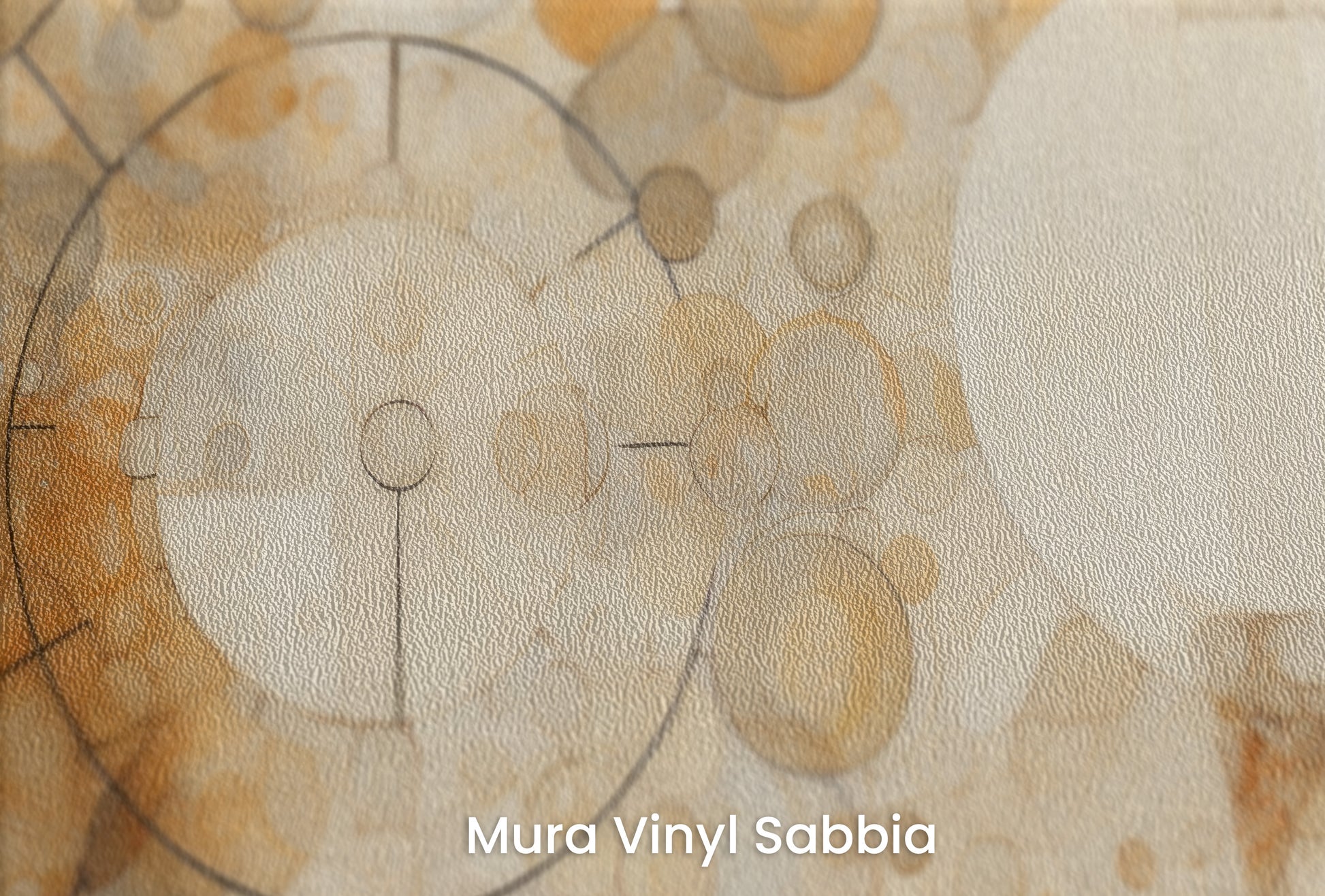 Zbliżenie na artystyczną fototapetę o nazwie BEIGE BUBBLES na podłożu Mura Vinyl Sabbia struktura grubego ziarna piasku.