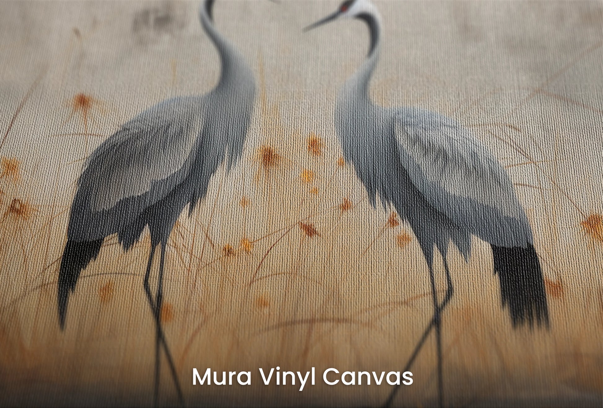 Zbliżenie na artystyczną fototapetę o nazwie Autumn Mirage na podłożu Mura Vinyl Canvas - faktura naturalnego płótna.