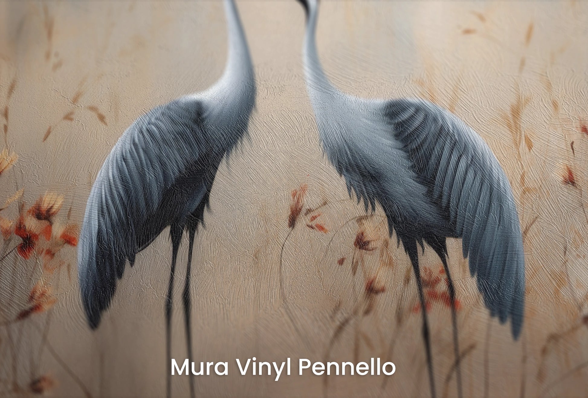 Zbliżenie na artystyczną fototapetę o nazwie Elegant Silhouettes na podłożu Mura Vinyl Pennello - faktura pociągnięć pędzla malarskiego.