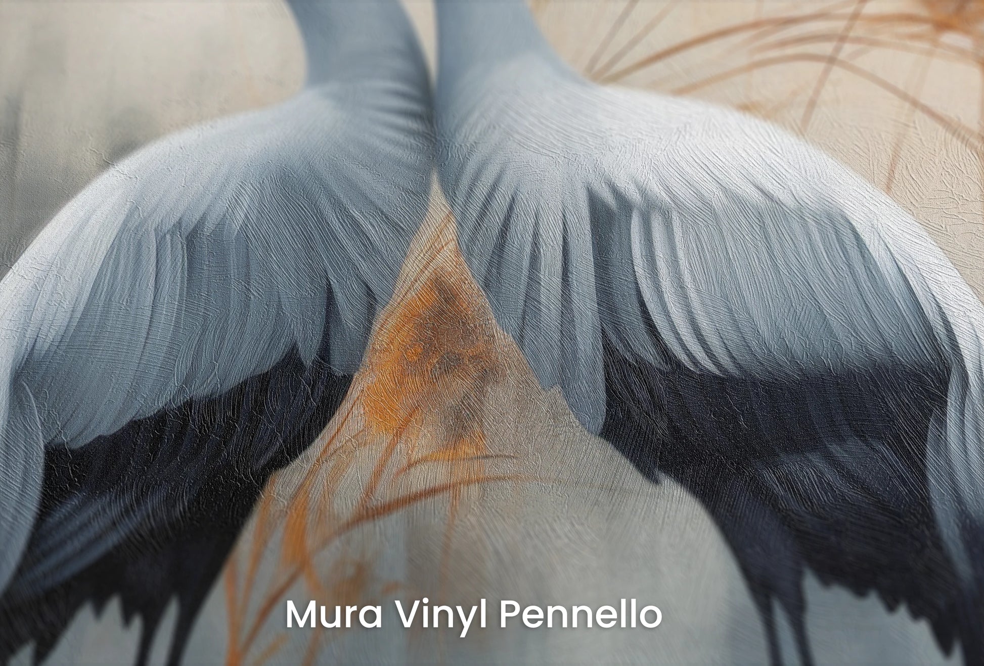 Zbliżenie na artystyczną fototapetę o nazwie Golden Grace na podłożu Mura Vinyl Pennello - faktura pociągnięć pędzla malarskiego.