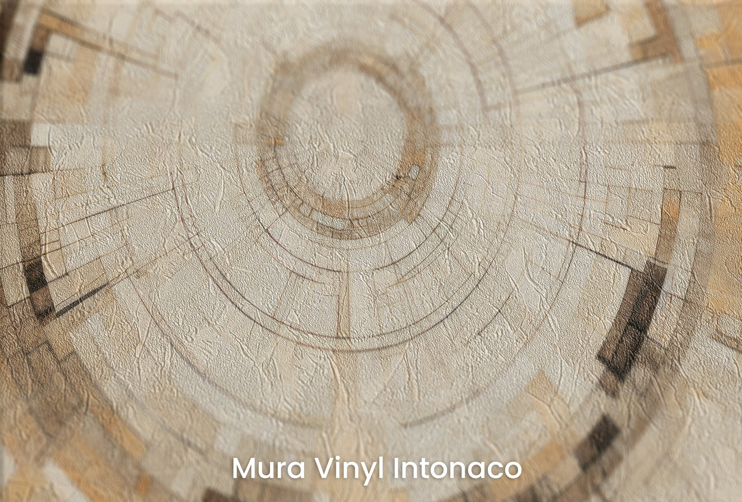 Zbliżenie na artystyczną fototapetę o nazwie TIMELESS VORTEX ARRAY na podłożu Mura Vinyl Intonaco - struktura tartego tynku.