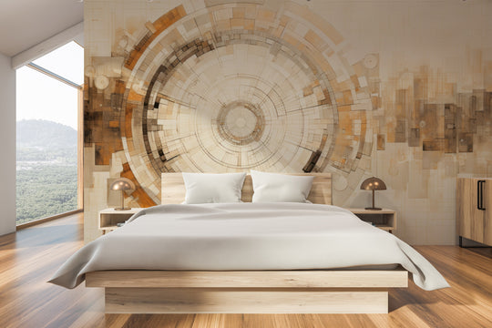 Wzór fototapety artystycznej o nazwie TIMELESS VORTEX ARRAY pokazanej w aranżacji wnętrza.