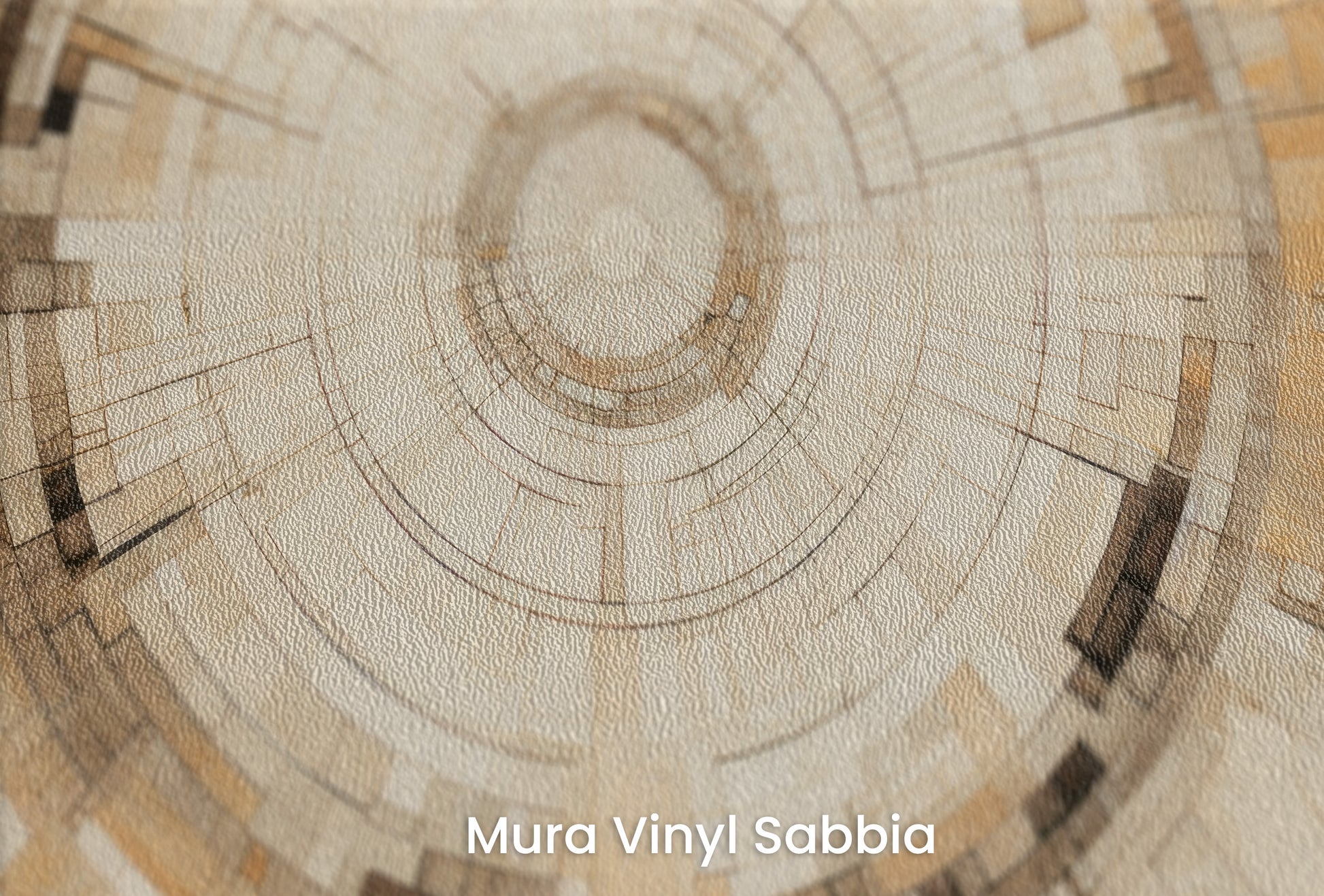 Zbliżenie na artystyczną fototapetę o nazwie TIMELESS VORTEX ARRAY na podłożu Mura Vinyl Sabbia struktura grubego ziarna piasku.