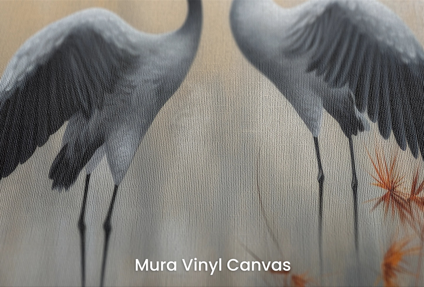 Zbliżenie na artystyczną fototapetę o nazwie Duet at Dusk na podłożu Mura Vinyl Canvas - faktura naturalnego płótna.