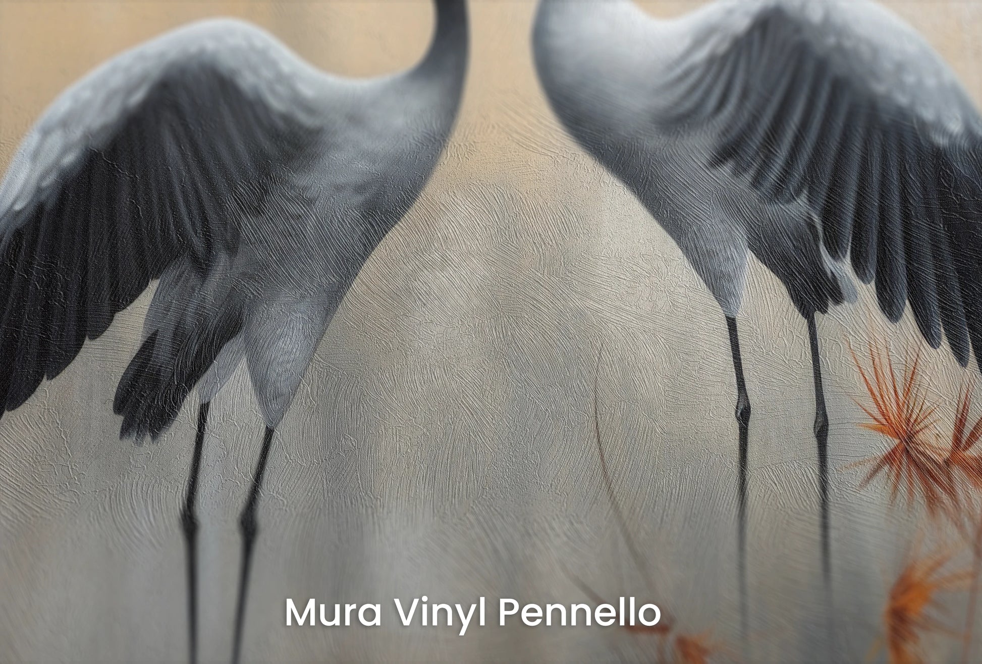 Zbliżenie na artystyczną fototapetę o nazwie Duet at Dusk na podłożu Mura Vinyl Pennello - faktura pociągnięć pędzla malarskiego.