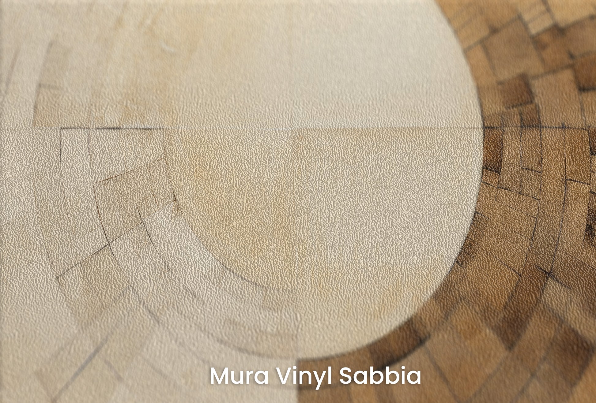 Zbliżenie na artystyczną fototapetę o nazwie SUNSTONE MAZE DESIGN na podłożu Mura Vinyl Sabbia struktura grubego ziarna piasku.