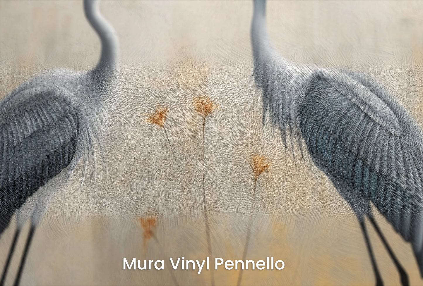 Zbliżenie na artystyczną fototapetę o nazwie Tranquil Unity na podłożu Mura Vinyl Pennello - faktura pociągnięć pędzla malarskiego.