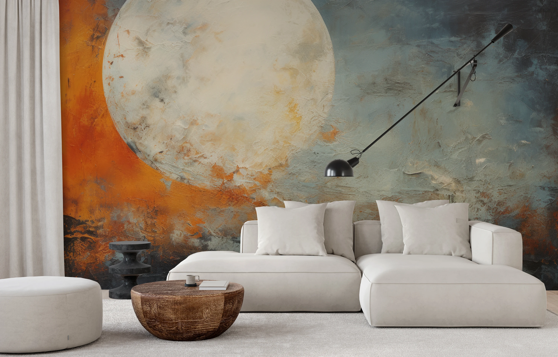 Fototapeta malowana o nazwie Moon's Texture pokazana w aranżacji wnętrza.