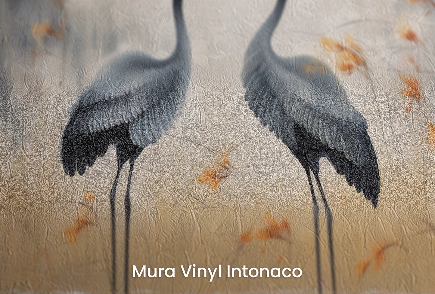 Zbliżenie na artystyczną fototapetę o nazwie Morning Reflection na podłożu Mura Vinyl Intonaco - struktura tartego tynku.