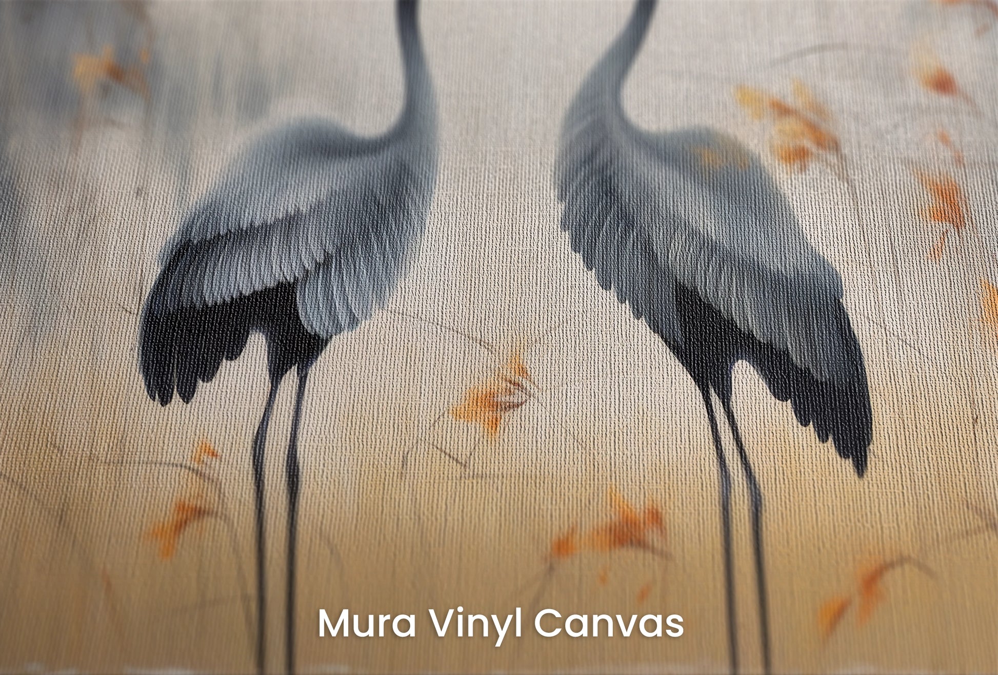 Zbliżenie na artystyczną fototapetę o nazwie Morning Reflection na podłożu Mura Vinyl Canvas - faktura naturalnego płótna.
