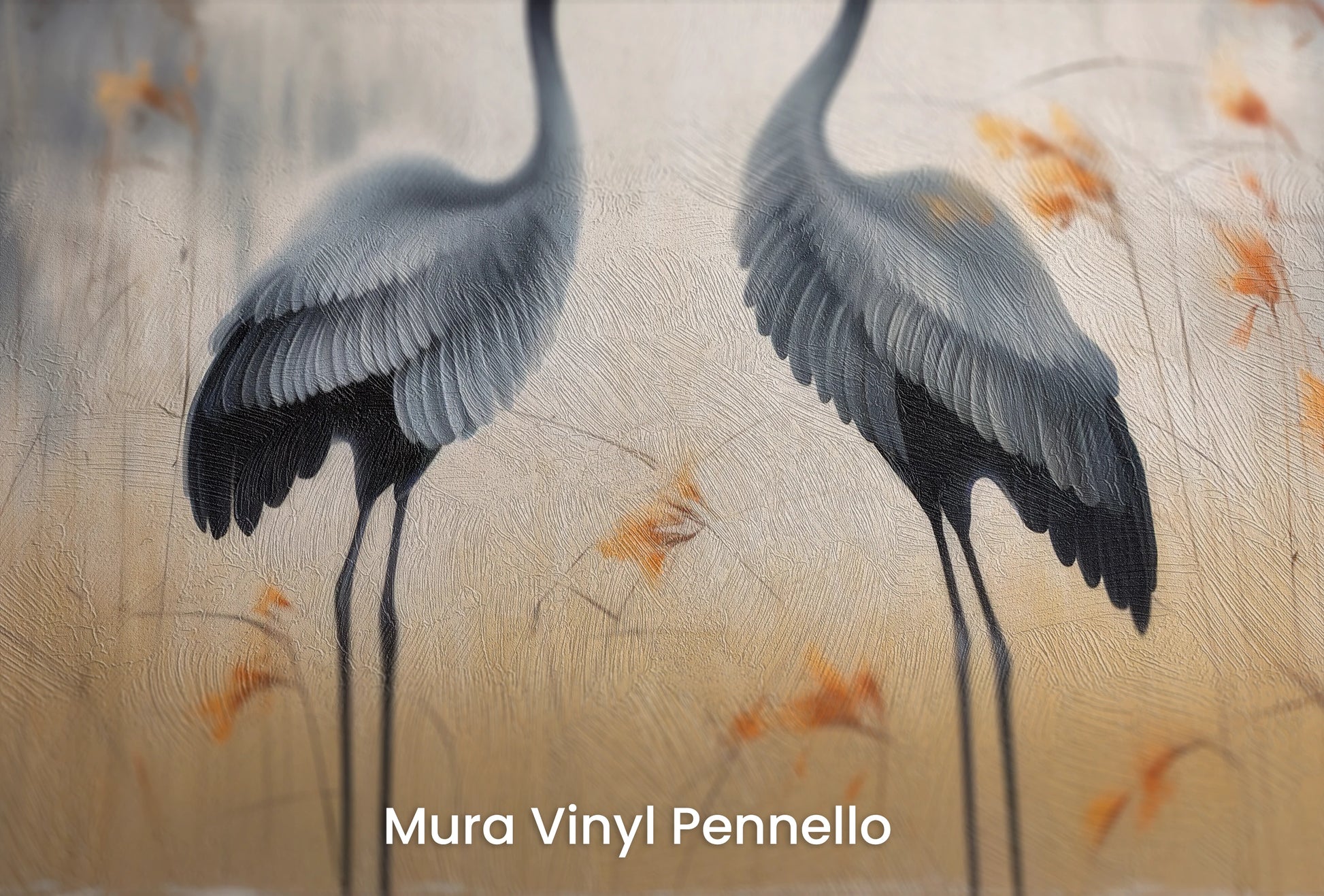 Zbliżenie na artystyczną fototapetę o nazwie Morning Reflection na podłożu Mura Vinyl Pennello - faktura pociągnięć pędzla malarskiego.