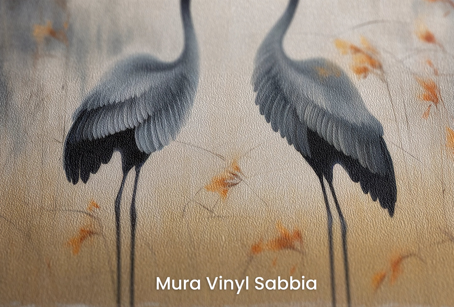 Zbliżenie na artystyczną fototapetę o nazwie Morning Reflection na podłożu Mura Vinyl Sabbia struktura grubego ziarna piasku.