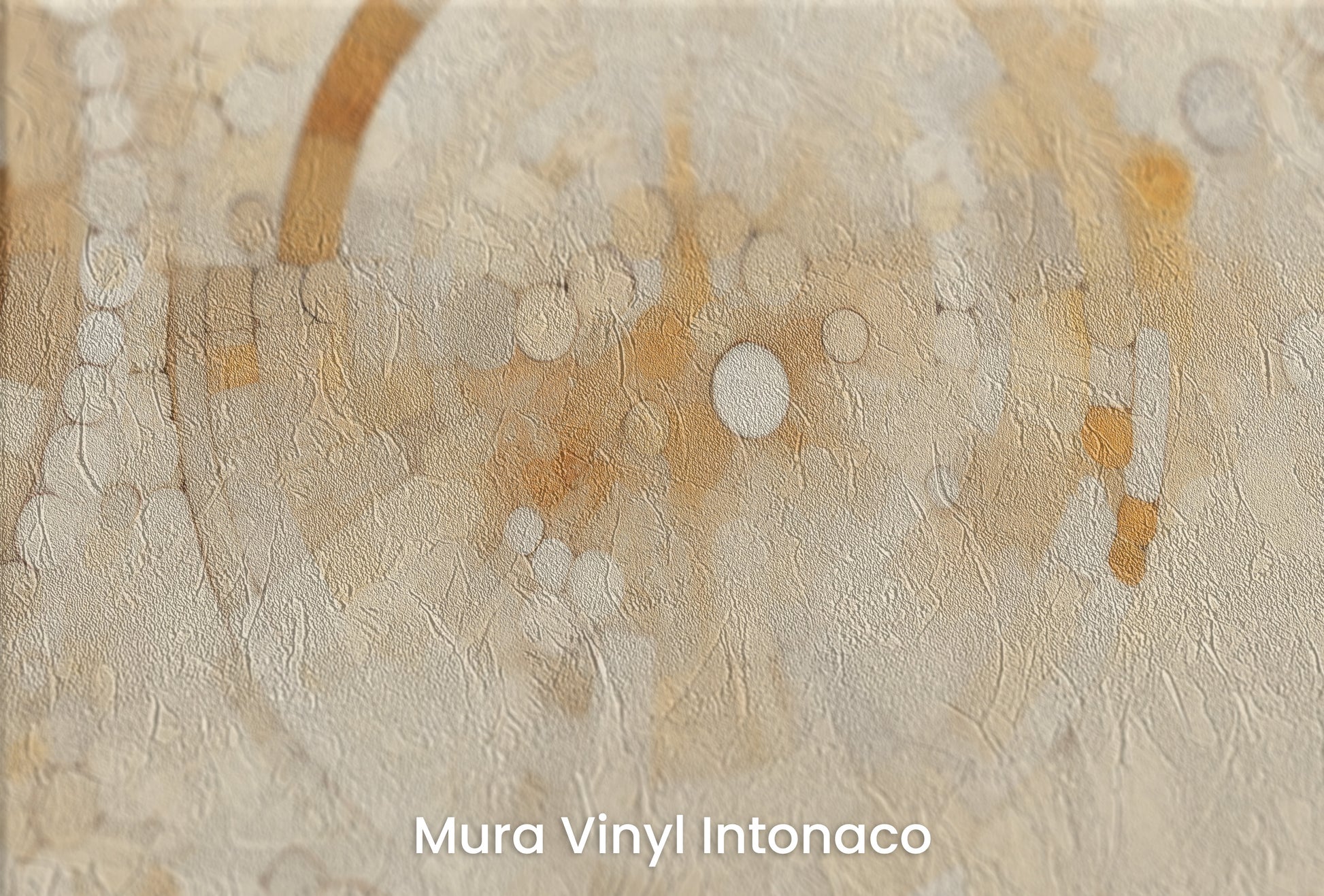 Zbliżenie na artystyczną fototapetę o nazwie HARMONIC SPHERES ALIGNMENT na podłożu Mura Vinyl Intonaco - struktura tartego tynku.