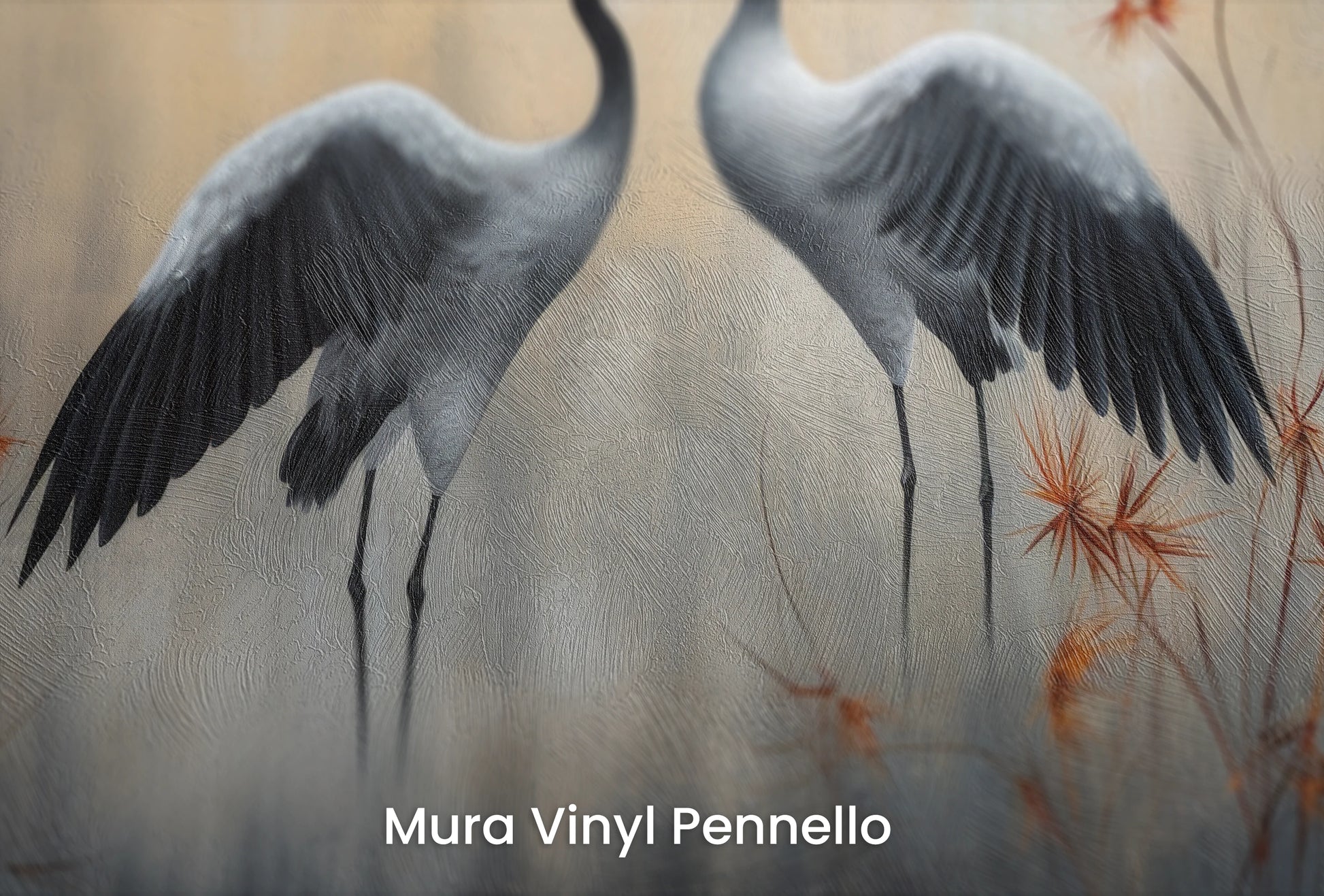 Zbliżenie na artystyczną fototapetę o nazwie Gentle Embrace na podłożu Mura Vinyl Pennello - faktura pociągnięć pędzla malarskiego.