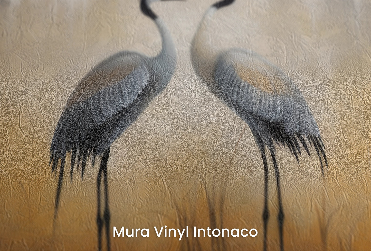 Zbliżenie na artystyczną fototapetę o nazwie Misty Dawn #2 na podłożu Mura Vinyl Intonaco - struktura tartego tynku.
