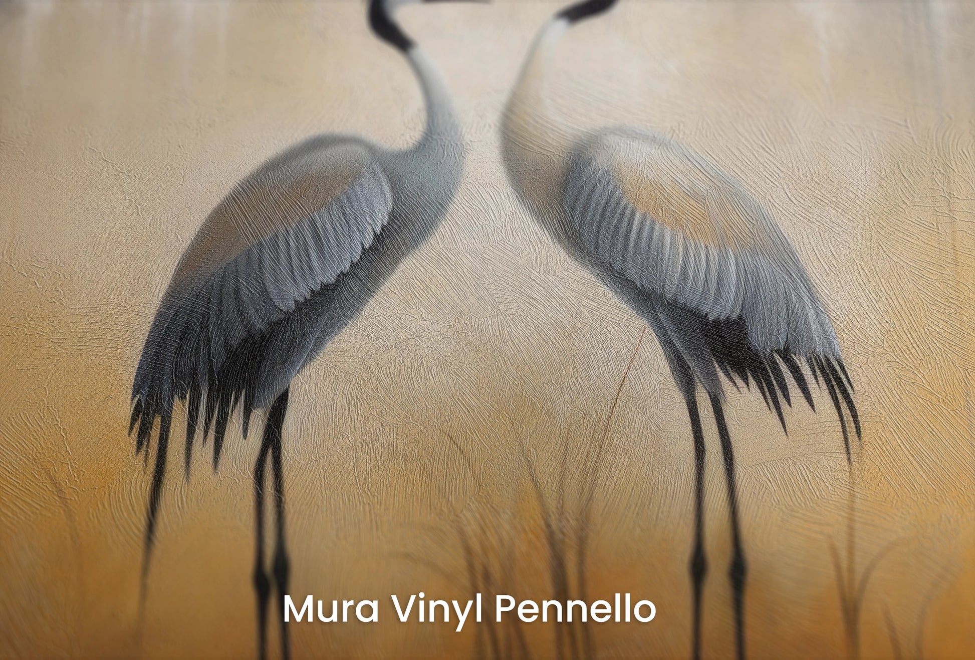 Zbliżenie na artystyczną fototapetę o nazwie Misty Dawn #2 na podłożu Mura Vinyl Pennello - faktura pociągnięć pędzla malarskiego.