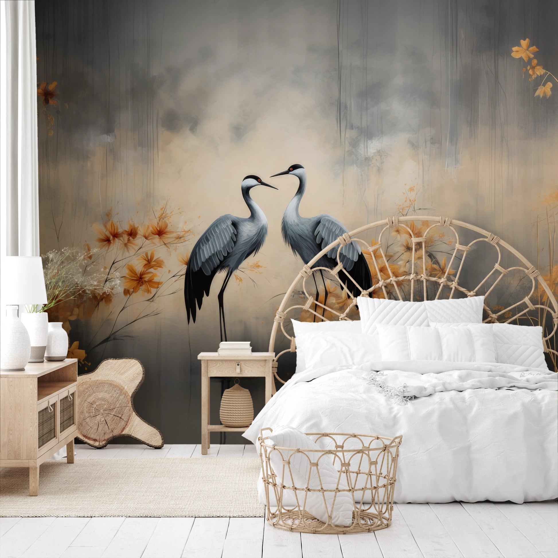 Fototapeta malowana o nazwie Autumn's Whisper pokazana w aranżacji wnętrza.