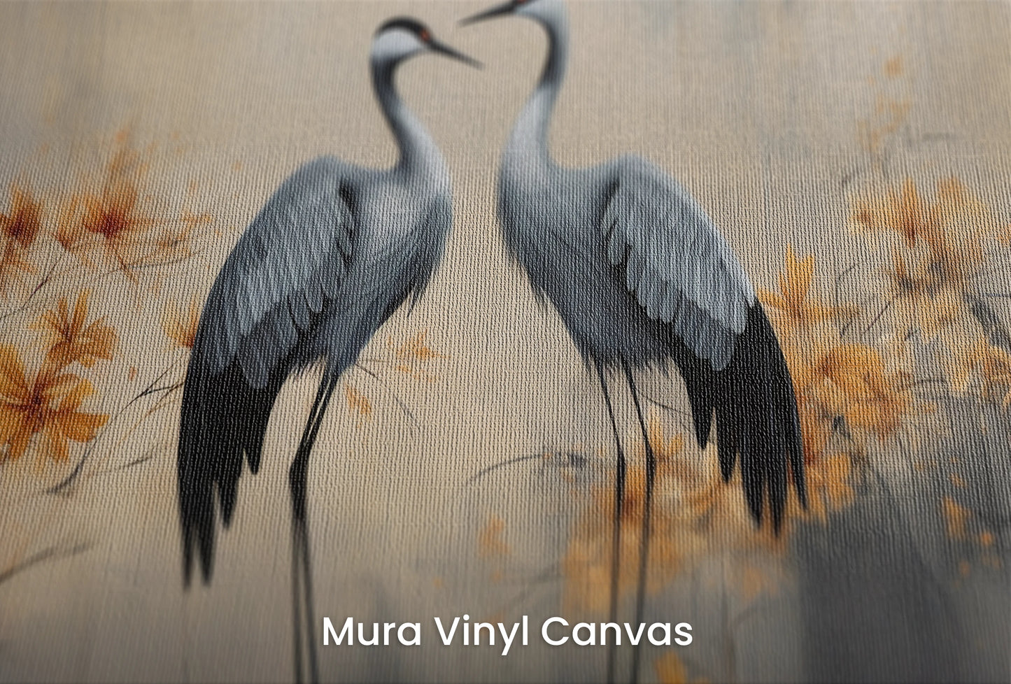 Zbliżenie na artystyczną fototapetę o nazwie Autumn's Whisper na podłożu Mura Vinyl Canvas - faktura naturalnego płótna.