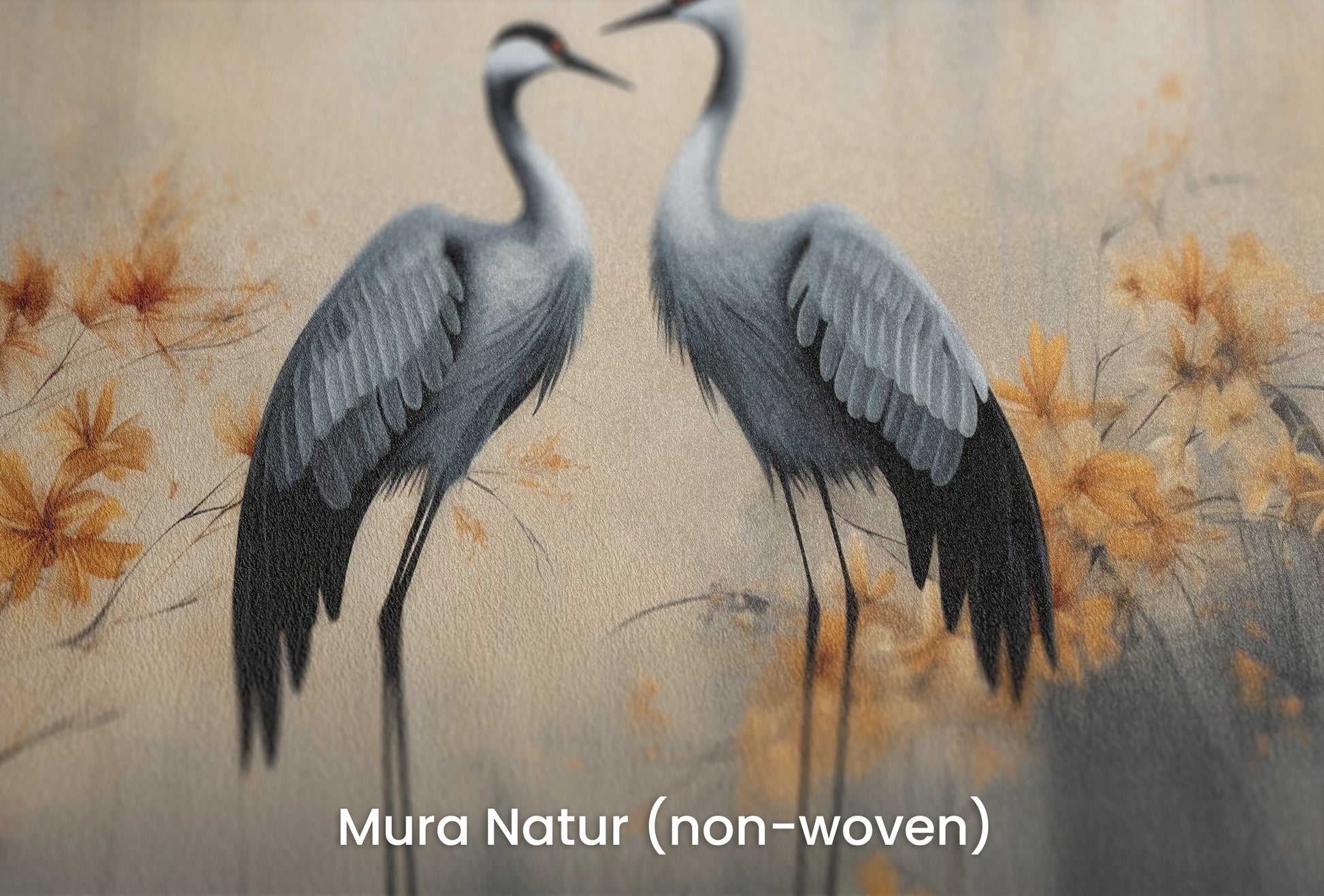 Zbliżenie na artystyczną fototapetę o nazwie Autumn's Whisper na podłożu Mura Natur (non-woven) - naturalne i ekologiczne podłoże.