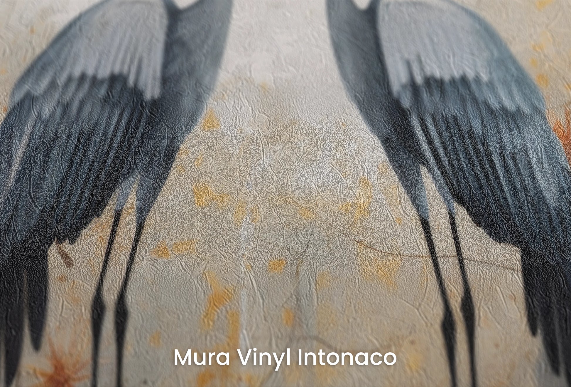 Zbliżenie na artystyczną fototapetę o nazwie Eternal Partners na podłożu Mura Vinyl Intonaco - struktura tartego tynku.