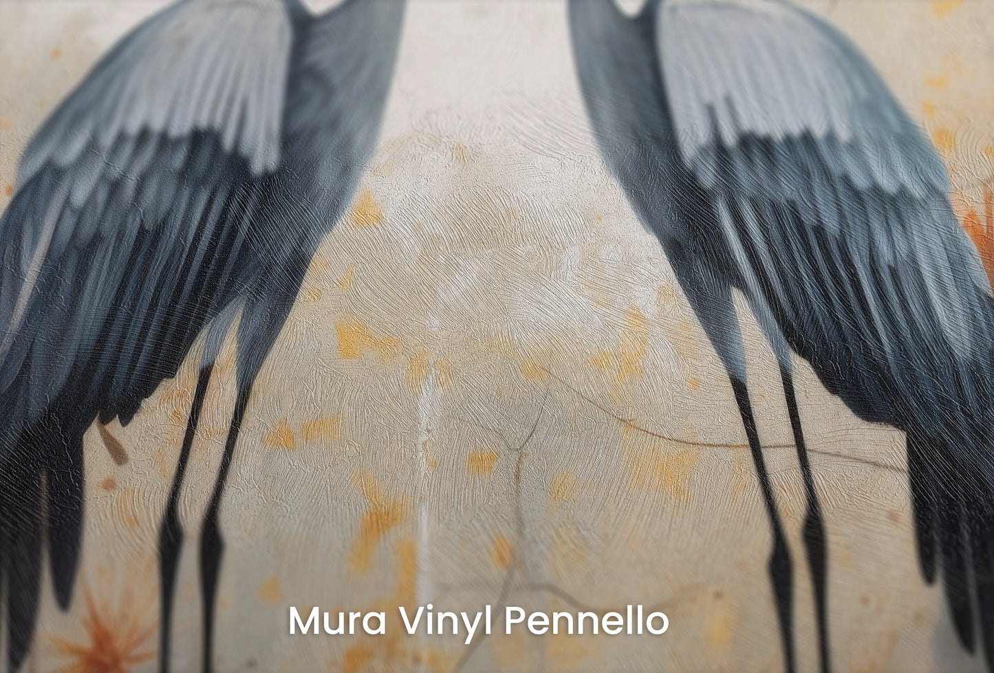 Zbliżenie na artystyczną fototapetę o nazwie Eternal Partners na podłożu Mura Vinyl Pennello - faktura pociągnięć pędzla malarskiego.
