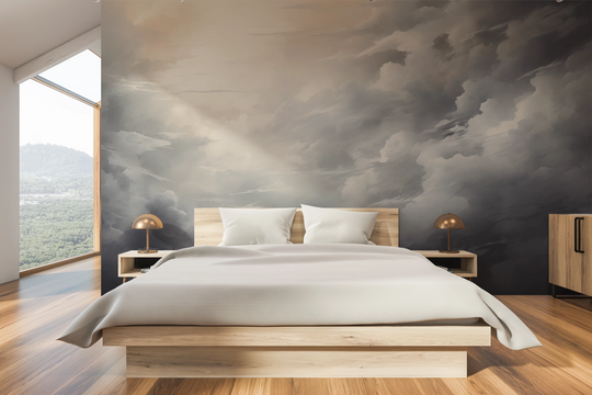 Wzór fototapety artystycznej o nazwie Light Amidst Shadows pokazanej w aranżacji wnętrza.