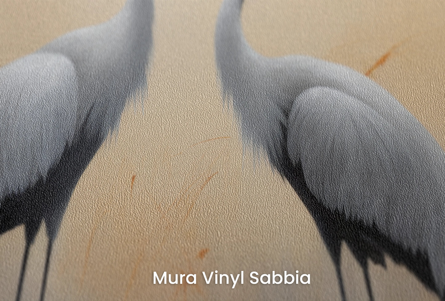 Zbliżenie na artystyczną fototapetę o nazwie Graceful Encounter na podłożu Mura Vinyl Sabbia struktura grubego ziarna piasku.
