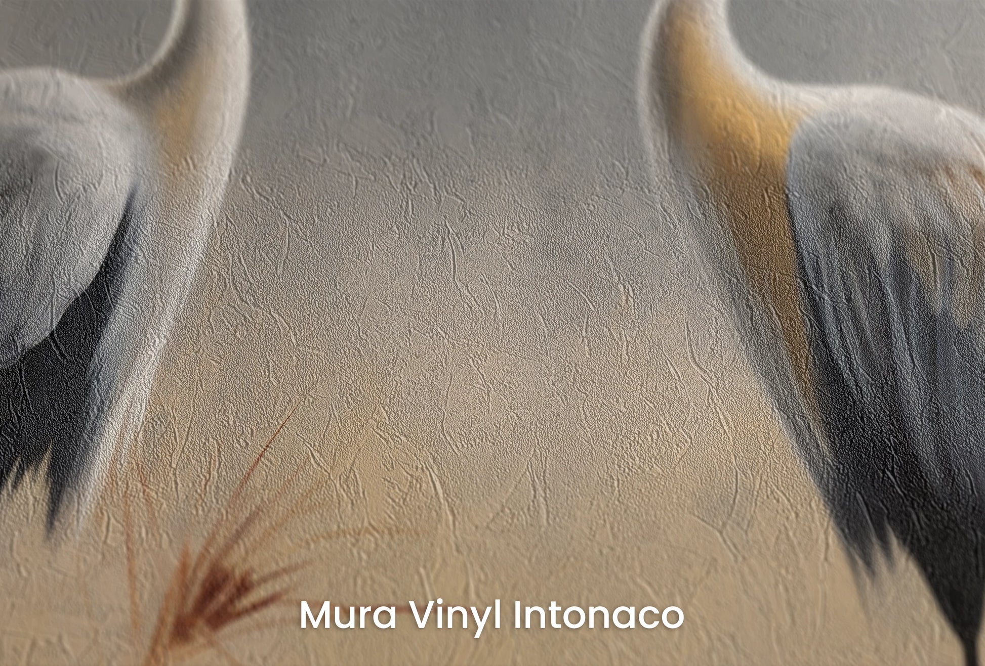 Zbliżenie na artystyczną fototapetę o nazwie Autumn Solace na podłożu Mura Vinyl Intonaco - struktura tartego tynku.