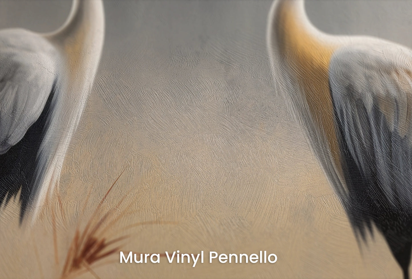 Zbliżenie na artystyczną fototapetę o nazwie Autumn Solace na podłożu Mura Vinyl Pennello - faktura pociągnięć pędzla malarskiego.