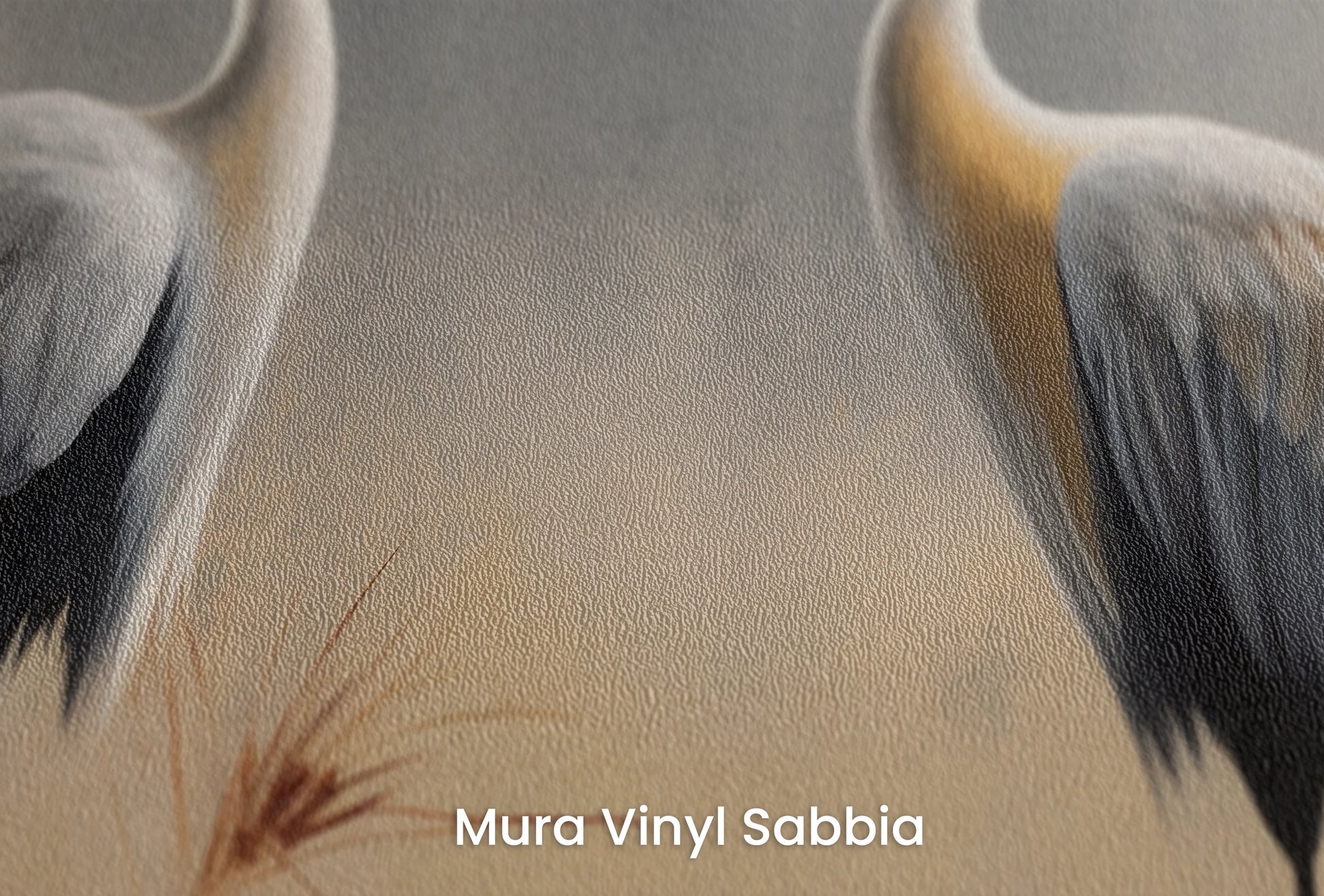 Zbliżenie na artystyczną fototapetę o nazwie Autumn Solace na podłożu Mura Vinyl Sabbia struktura grubego ziarna piasku.