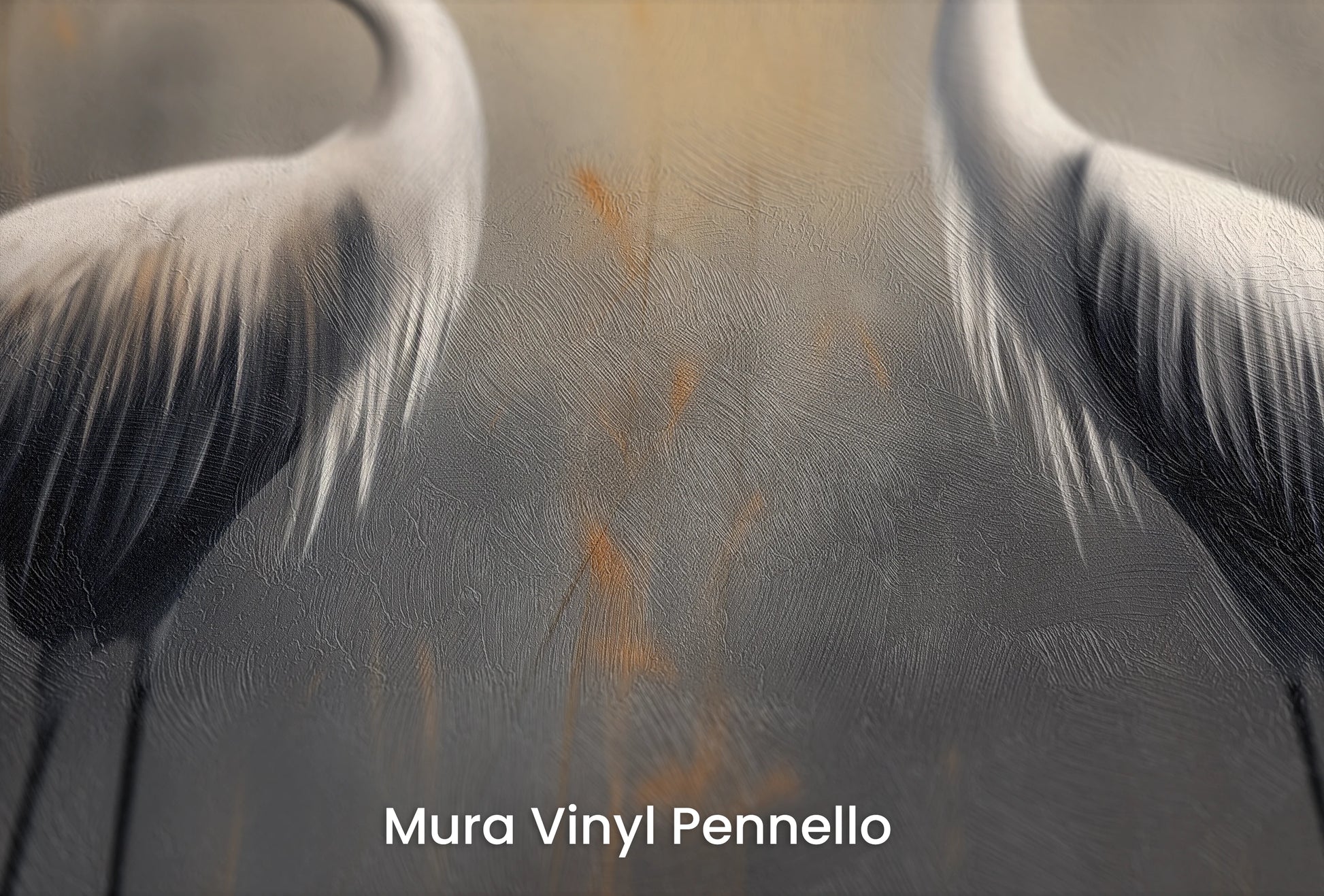 Zbliżenie na artystyczną fototapetę o nazwie Solemn Duet na podłożu Mura Vinyl Pennello - faktura pociągnięć pędzla malarskiego.