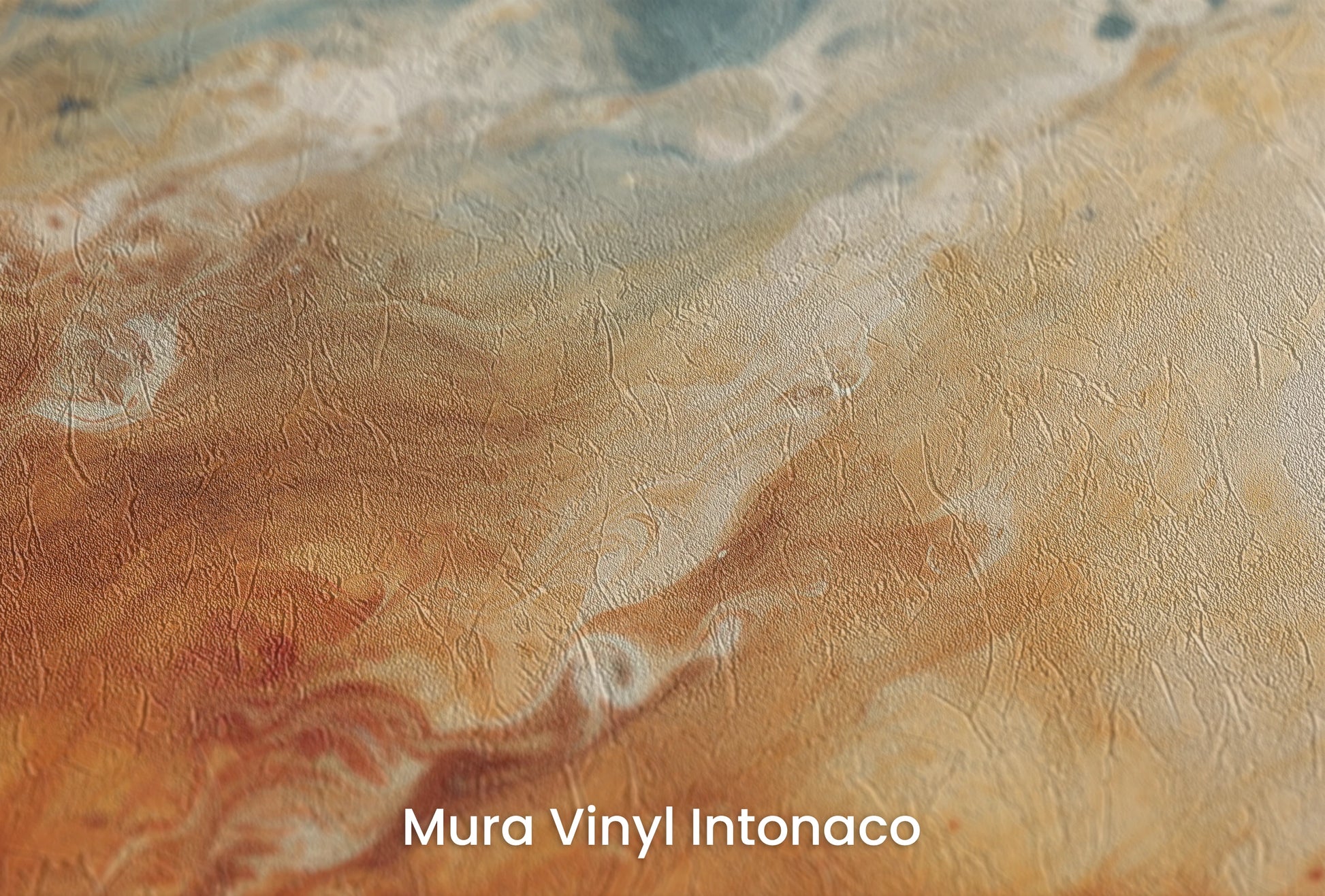 Zbliżenie na artystyczną fototapetę o nazwie Jovian Storm na podłożu Mura Vinyl Intonaco - struktura tartego tynku.