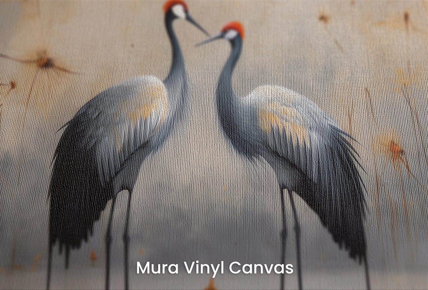 Zbliżenie na artystyczną fototapetę o nazwie Crimson Reflection na podłożu Mura Vinyl Canvas - faktura naturalnego płótna.