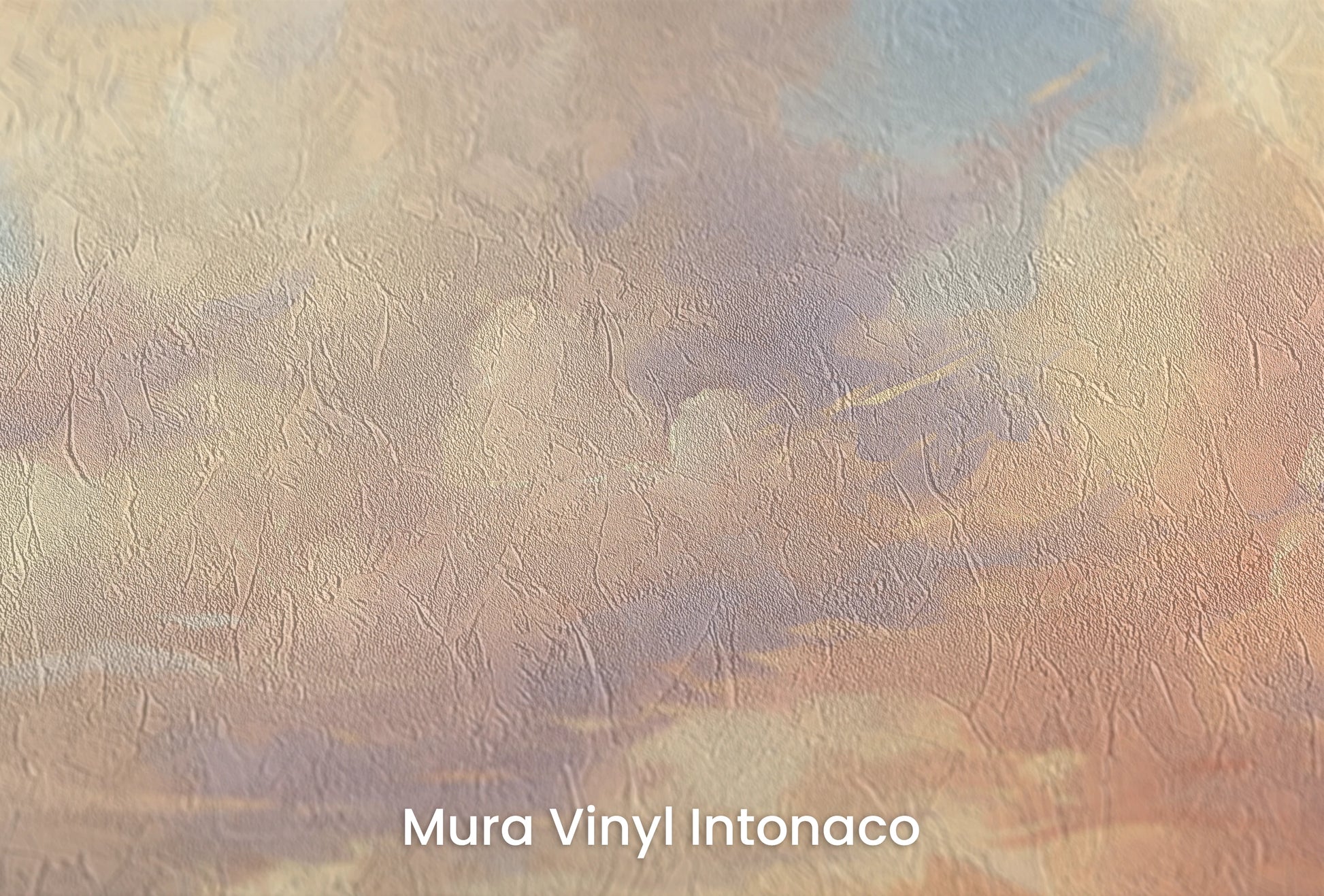 Zbliżenie na artystyczną fototapetę o nazwie Evening Glow na podłożu Mura Vinyl Intonaco - struktura tartego tynku.