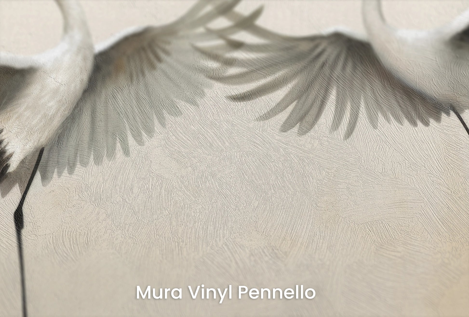 Zbliżenie na artystyczną fototapetę o nazwie Graceful Flight na podłożu Mura Vinyl Pennello - faktura pociągnięć pędzla malarskiego.