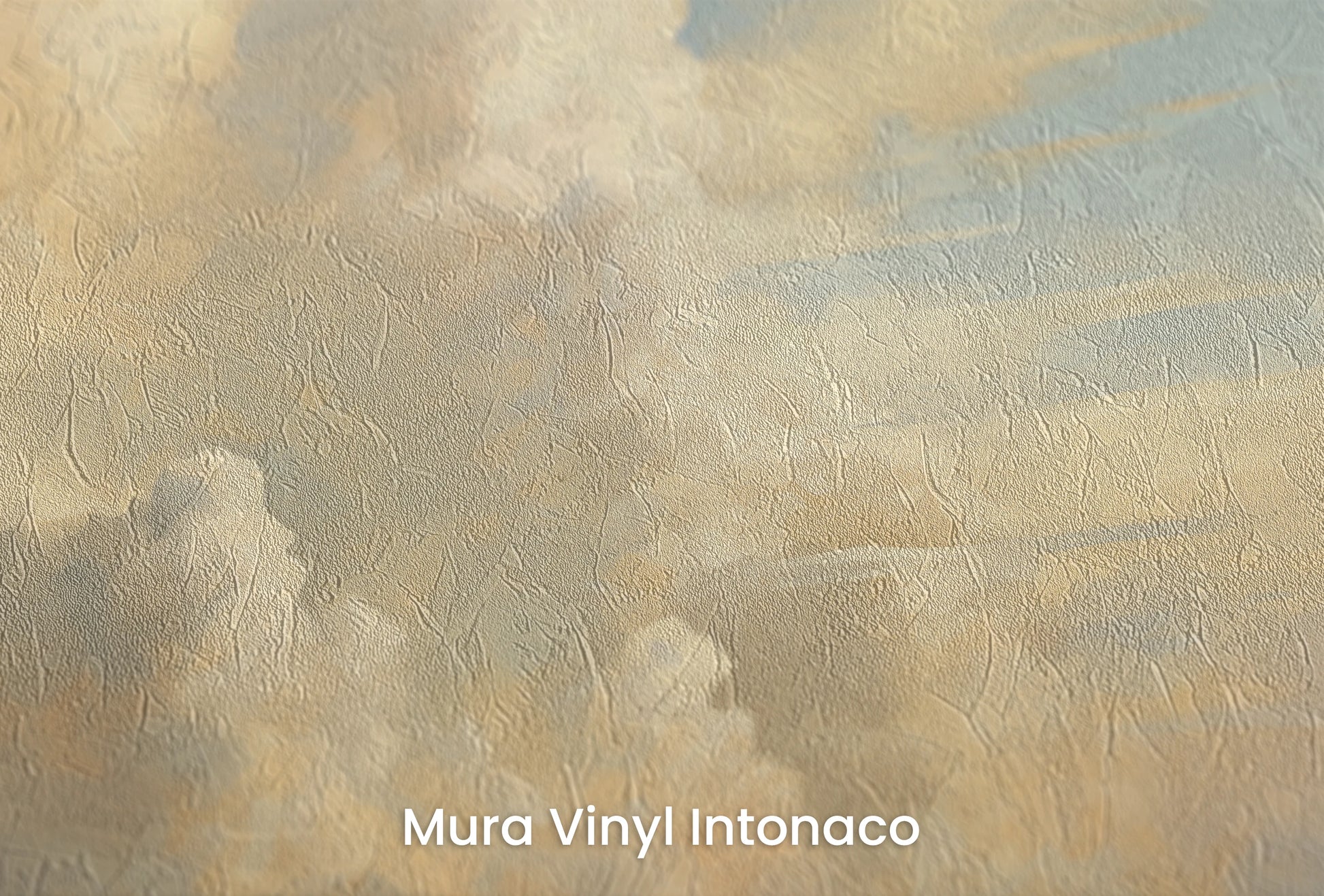 Zbliżenie na artystyczną fototapetę o nazwie Sunset Canvas na podłożu Mura Vinyl Intonaco - struktura tartego tynku.