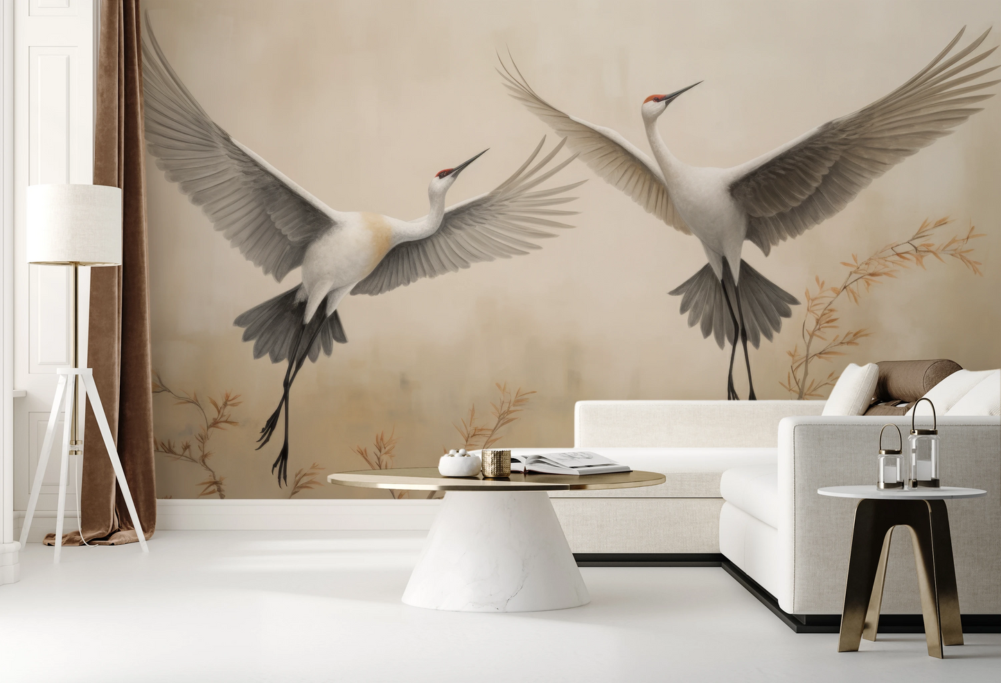 Fototapeta malowana o nazwie Wings of Serenity pokazana w aranżacji wnętrza.