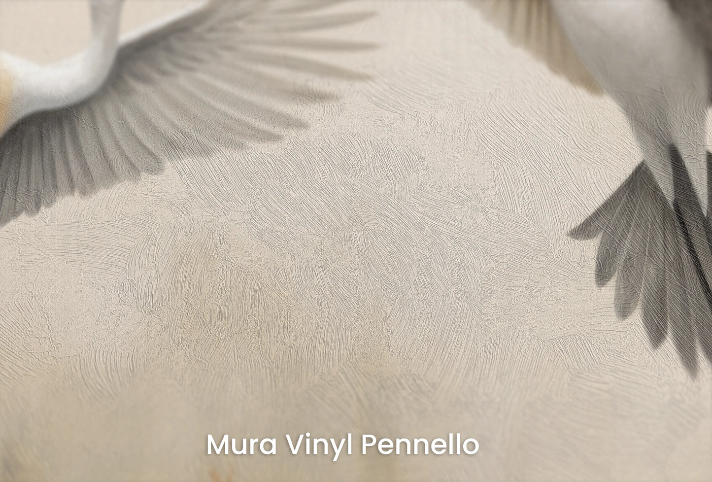 Zbliżenie na artystyczną fototapetę o nazwie Wings of Serenity na podłożu Mura Vinyl Pennello - faktura pociągnięć pędzla malarskiego.
