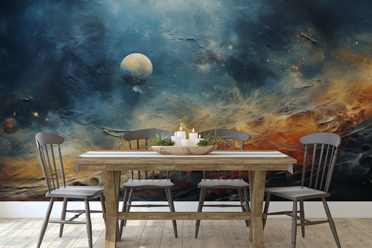 Wzór fototapety artystycznej o nazwie Celestial Harmony pokazanej w aranżacji wnętrza.