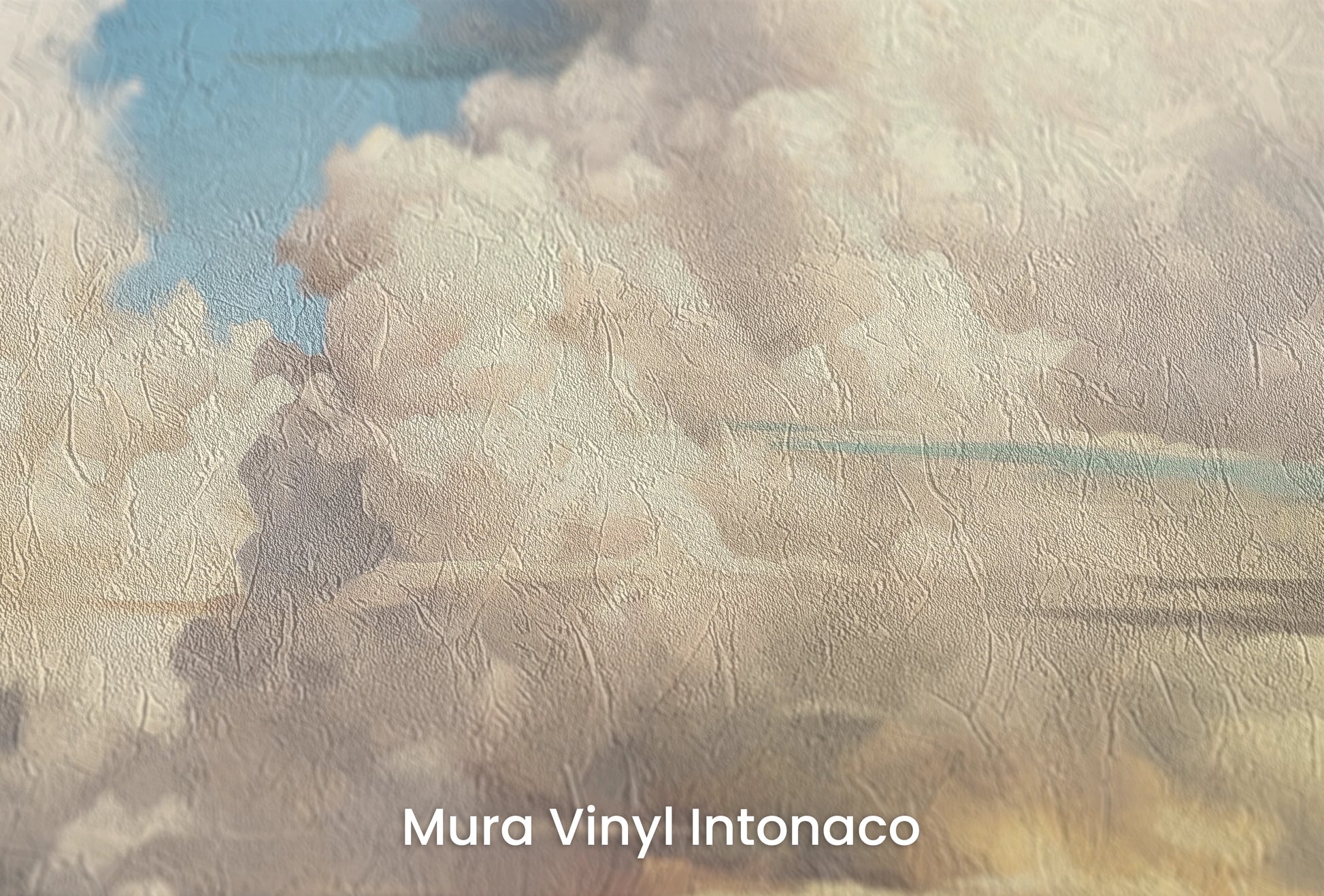 Zbliżenie na artystyczną fototapetę o nazwie Sunset Majesty na podłożu Mura Vinyl Intonaco - struktura tartego tynku.