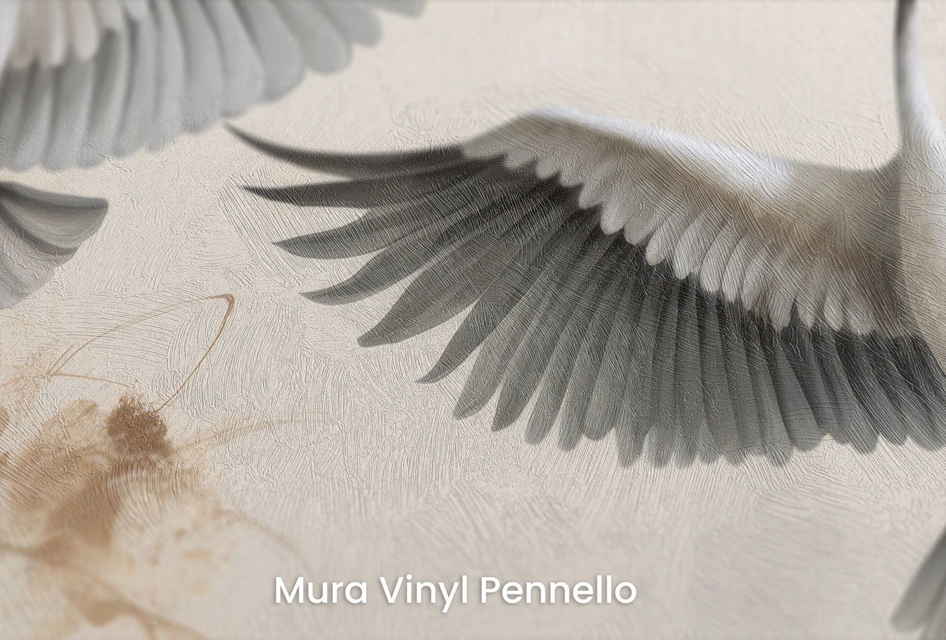 Zbliżenie na artystyczną fototapetę o nazwie Ascend in Harmony na podłożu Mura Vinyl Pennello - faktura pociągnięć pędzla malarskiego.