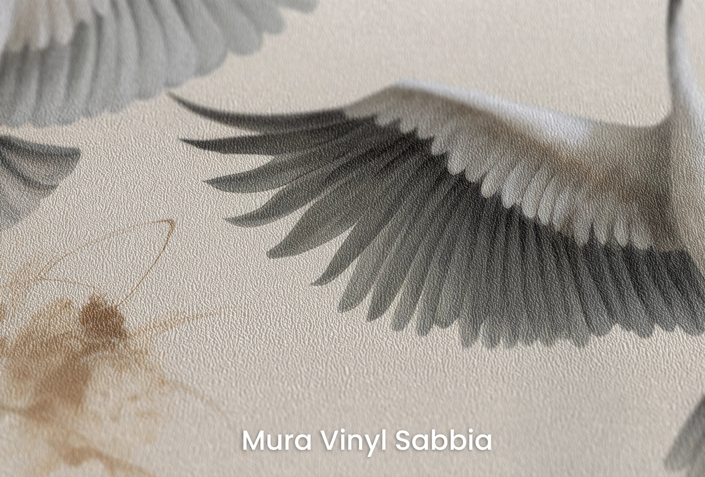 Zbliżenie na artystyczną fototapetę o nazwie Ascend in Harmony na podłożu Mura Vinyl Sabbia struktura grubego ziarna piasku.