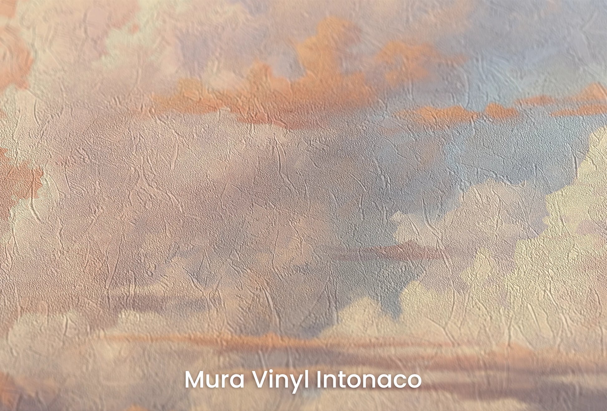 Zbliżenie na artystyczną fototapetę o nazwie Dawn's Promise na podłożu Mura Vinyl Intonaco - struktura tartego tynku.