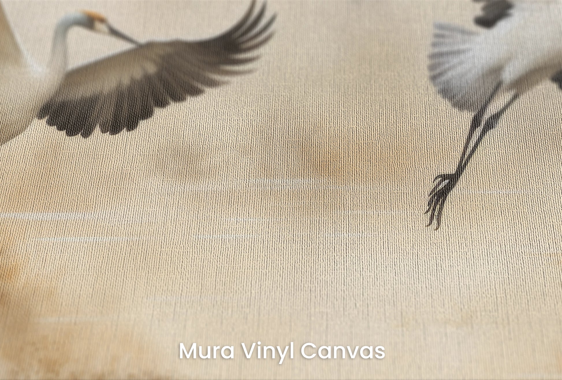 Zbliżenie na artystyczną fototapetę o nazwie Autumn Flight na podłożu Mura Vinyl Canvas - faktura naturalnego płótna.