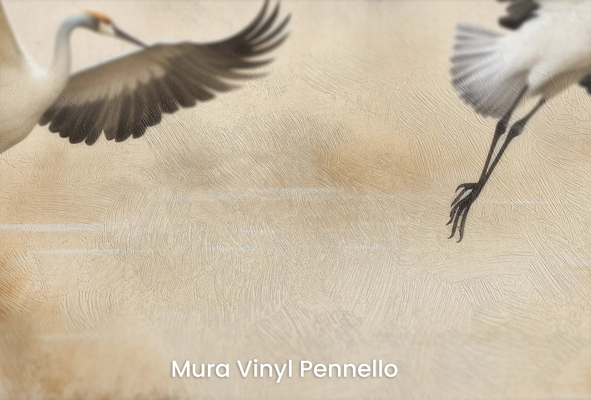 Zbliżenie na artystyczną fototapetę o nazwie Autumn Flight na podłożu Mura Vinyl Pennello - faktura pociągnięć pędzla malarskiego.