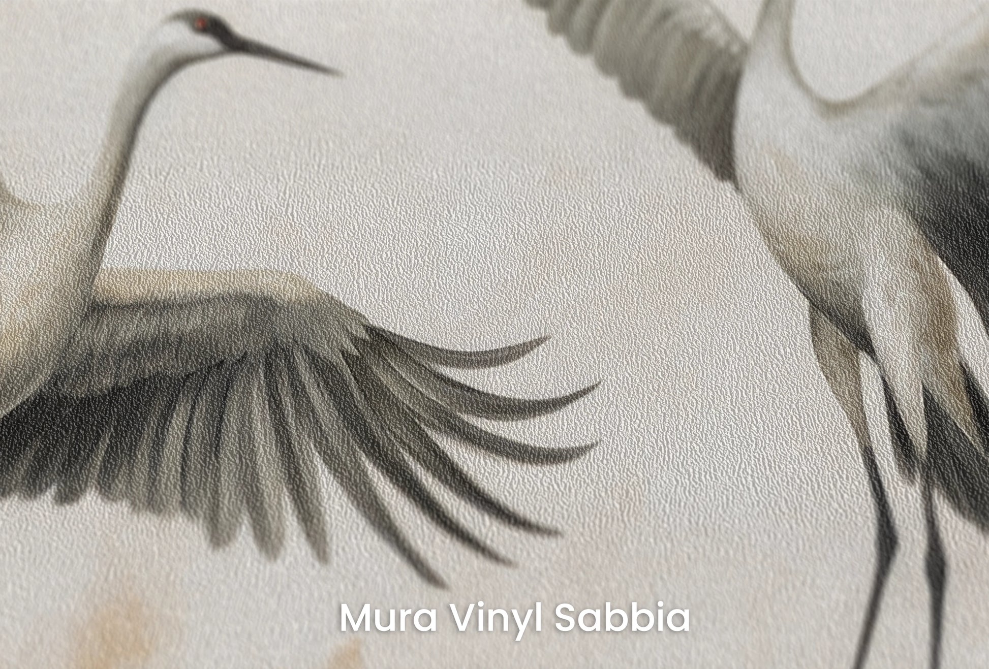 Zbliżenie na artystyczną fototapetę o nazwie Symphony of Wings na podłożu Mura Vinyl Sabbia struktura grubego ziarna piasku.