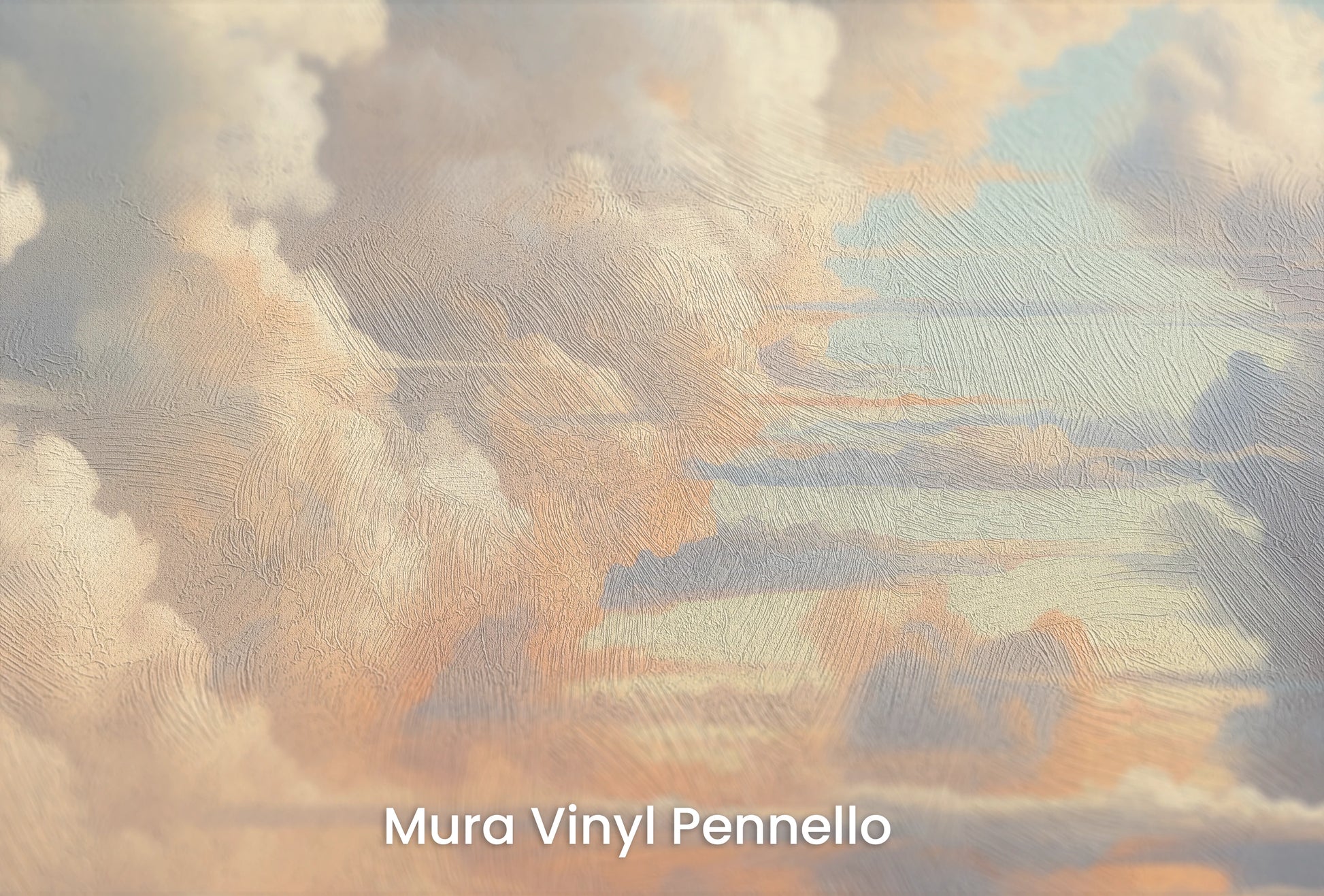 Zbliżenie na artystyczną fototapetę o nazwie Skies Ablaze na podłożu Mura Vinyl Pennello - faktura pociągnięć pędzla malarskiego.