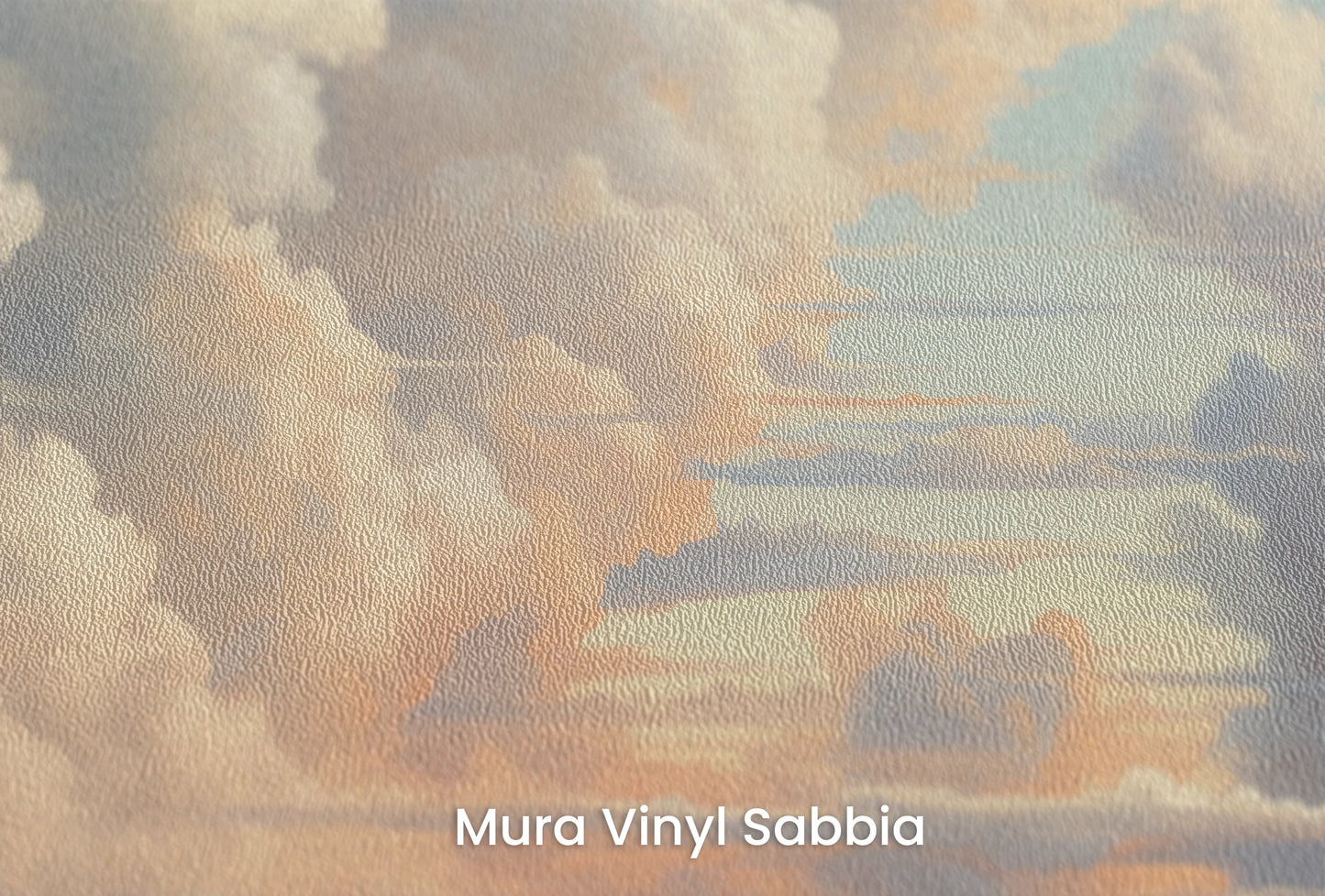 Zbliżenie na artystyczną fototapetę o nazwie Skies Ablaze na podłożu Mura Vinyl Sabbia struktura grubego ziarna piasku.