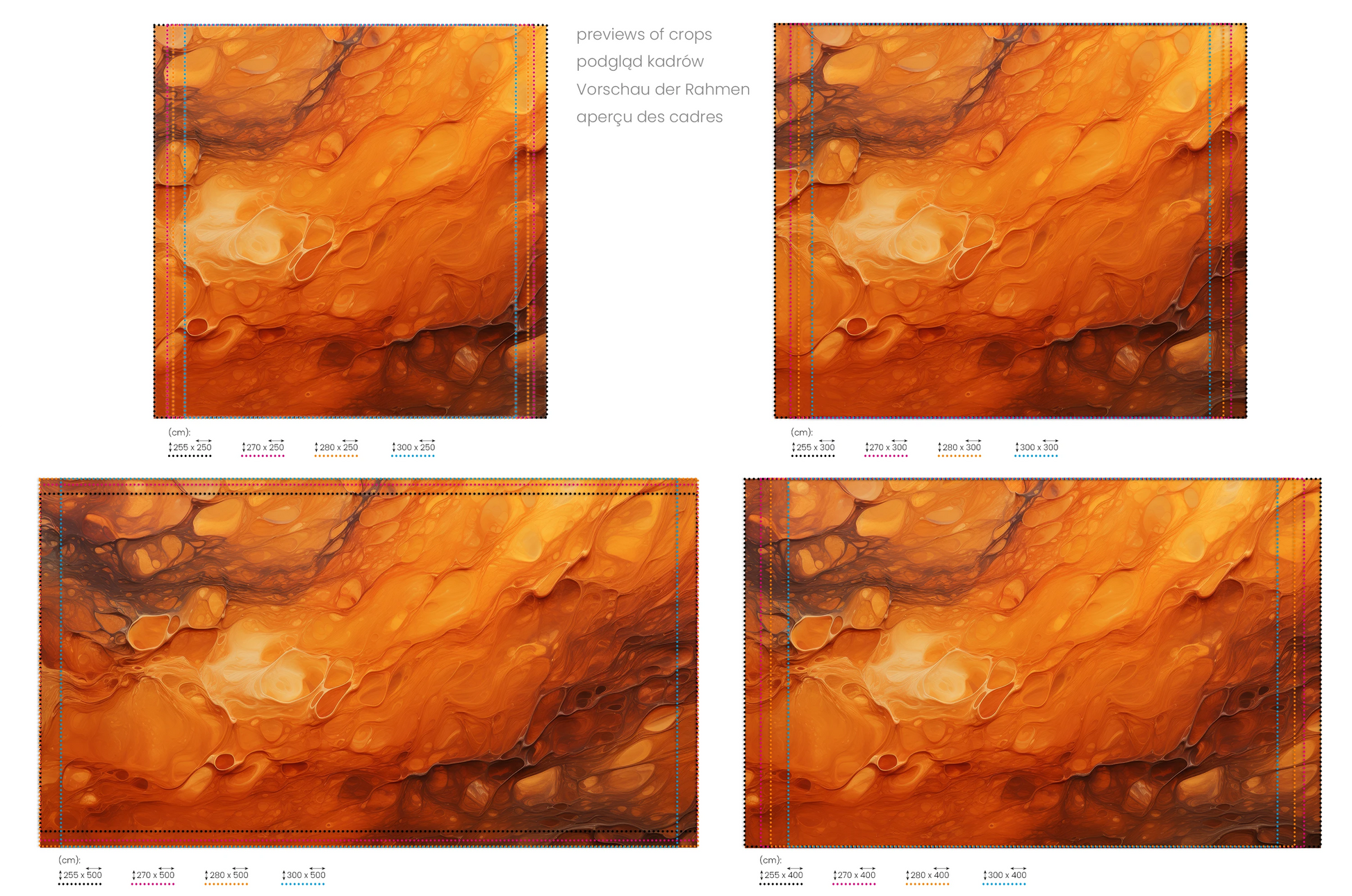 Na obrazie znajduje się prezentacja przykładowych rozmiarów fototapety o nazwie Mercurial Craters. Rozmiar fototapety jest dowolny.