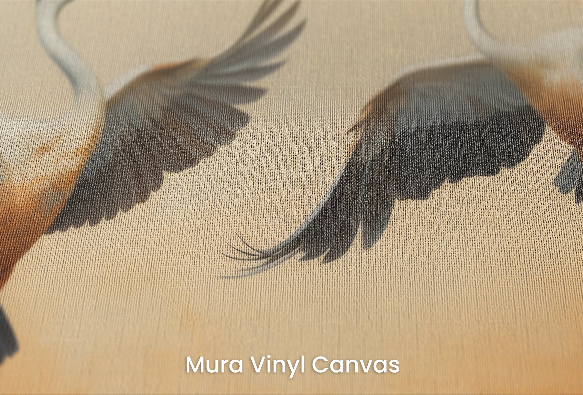 Zbliżenie na artystyczną fototapetę o nazwie Sunset Soar na podłożu Mura Vinyl Canvas - faktura naturalnego płótna.
